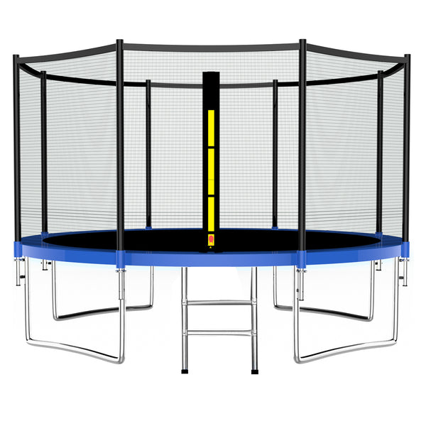 Harigal 8ft Trampoline with Safe Enclosure Net 680 lbs Outdoor Fitness Trampoline, Blue