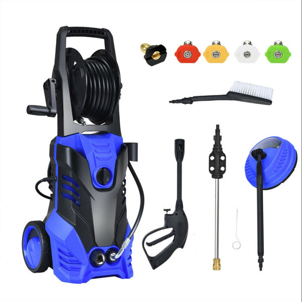 3000 PSI Electric High Pressure Washer with 5 Nozzles and Hose Reel,Blue