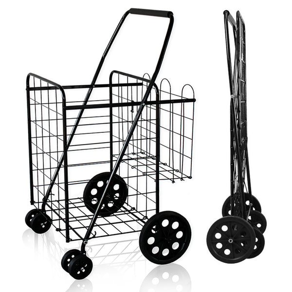 Harigal Folding Shopping Cart 100 lbs with Swivel Wheels, Black