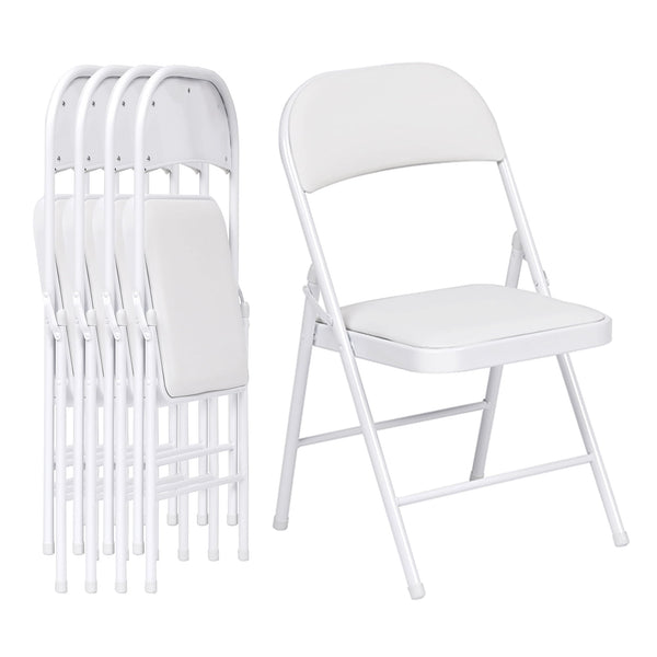 Harigal Fabric Padded Folding Chair (4 Pack), White
