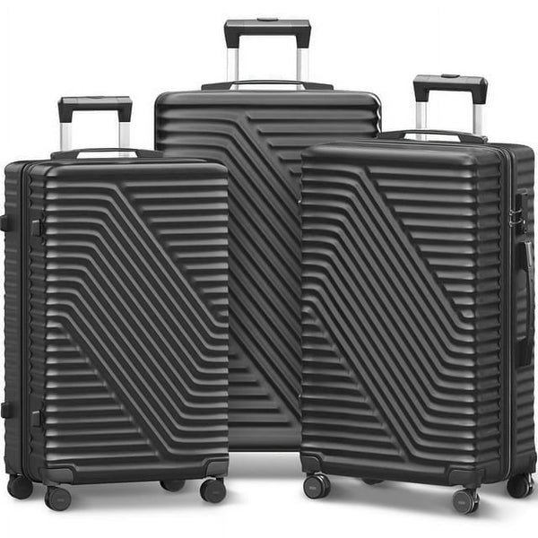 Harigal 3 Piece Luggage Sets Hard Shell Suitcase Set, Black