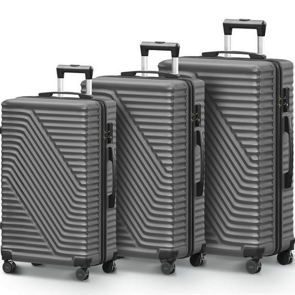 Harigal 3 Piece Luggage Sets Hard Shell Suitcase Set, Gray