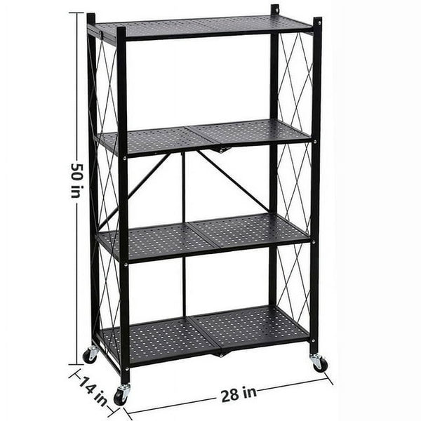 Harigal 4-Tier Storage Shelf Foldable Metal Shelving Units