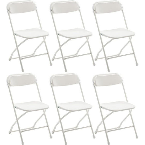 Harigal 6 Pack White Plastic Folding Chair