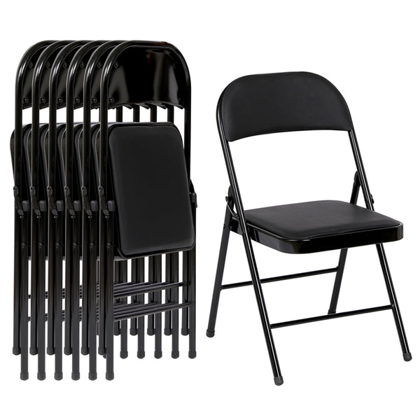Harigal Fabric Padded Folding Chair (6 Pack), Black