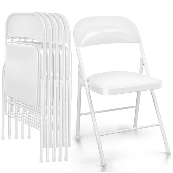 Harigal Fabric Padded Folding Chair (6 Pack), White